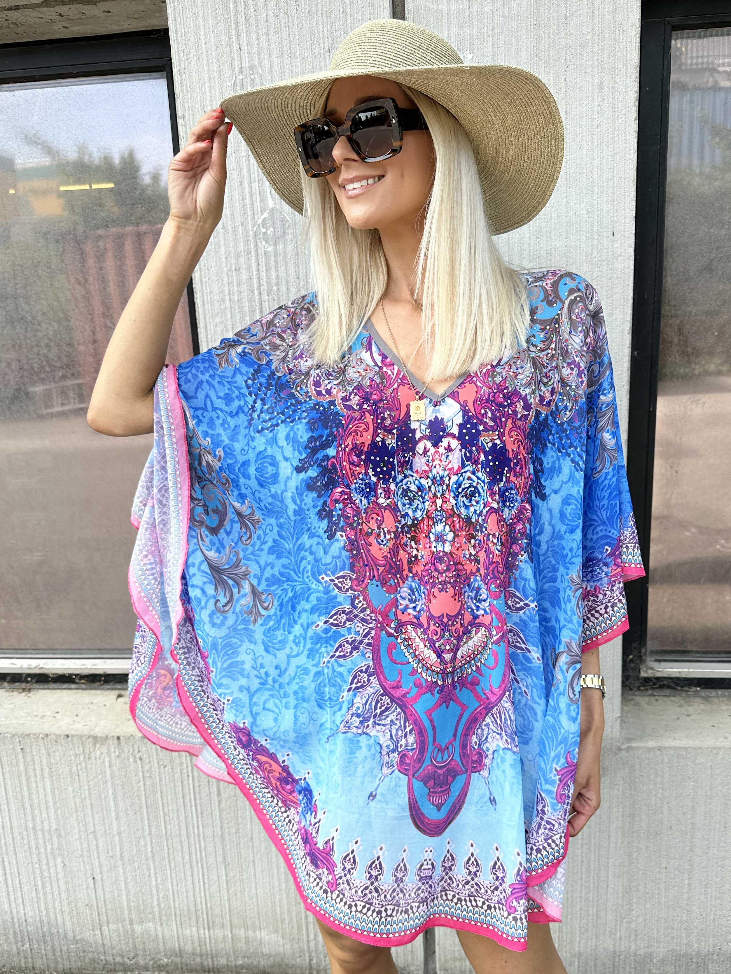 Sigga - Mønstret semi-transparent tunika med similisten